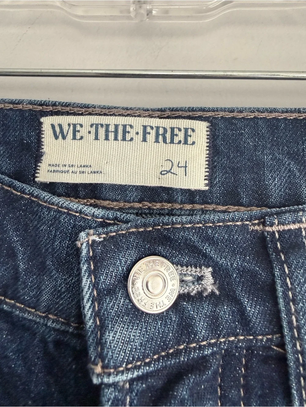 We The Free People Slim Shade Selvedge Straight Cuffed Jeans Deep Indigo 24
